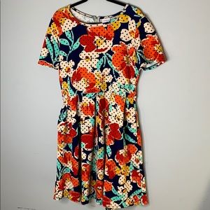 Lularoe floral pocket flare midi dress 2xL